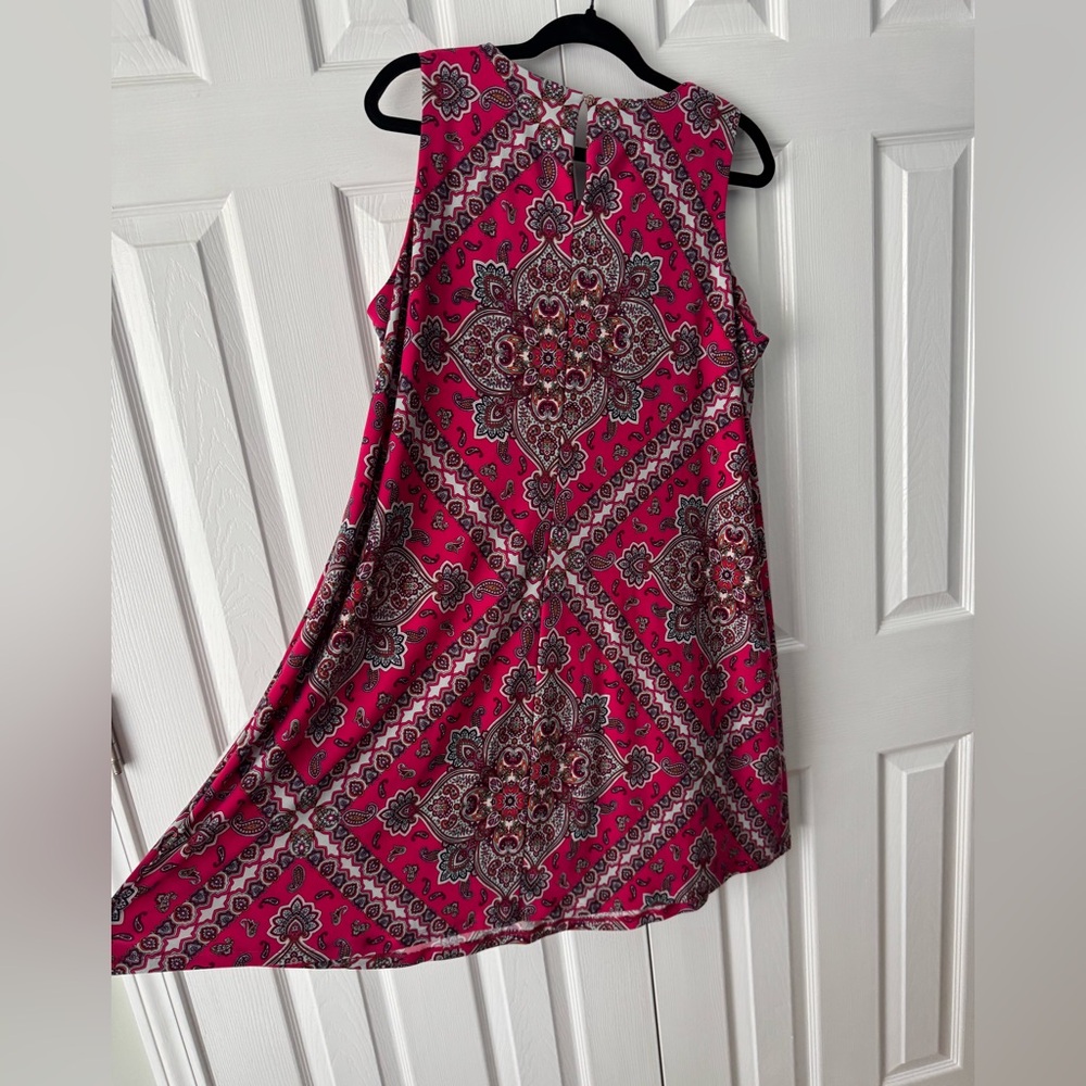 Tommy Hilfiger Pink Paisley Baroque Print Sleeveless Dress Size 16